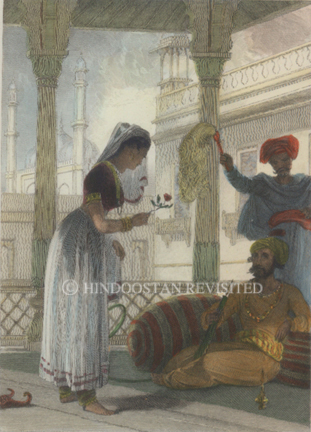 /data/Original Prints/Portraiture, Portraits, Occupations, Trades and Professions, People/A MAHOMEDAN LADY PRESENTING HER LORD WITH A ROSE.jpg